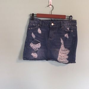 Designer ripped jean skirt